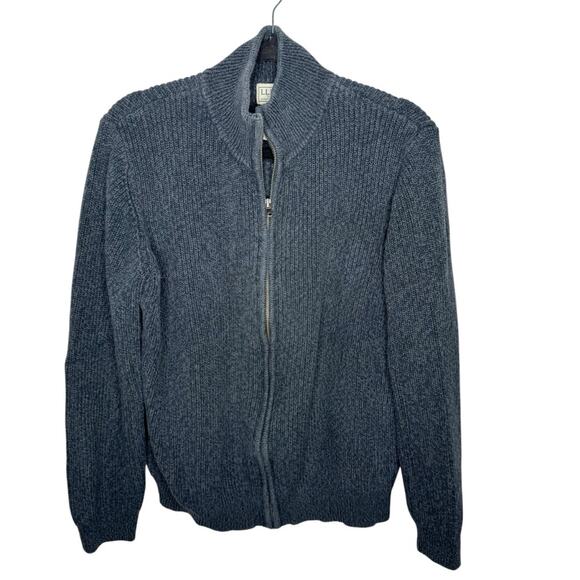 L.L.BEAN / blueish gray chunky full zip cardigan sweater jacket / XL - Picture 1 of 7